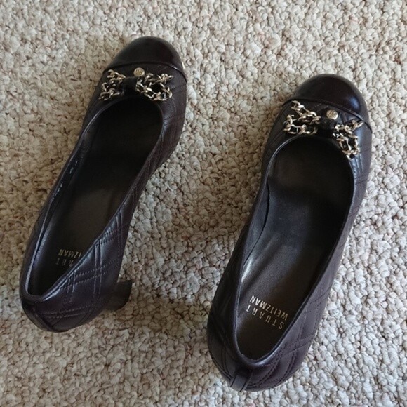 Stuart Weitzman brown Quilted Pumps With Bow size 8.5M - Picture 2 of 11